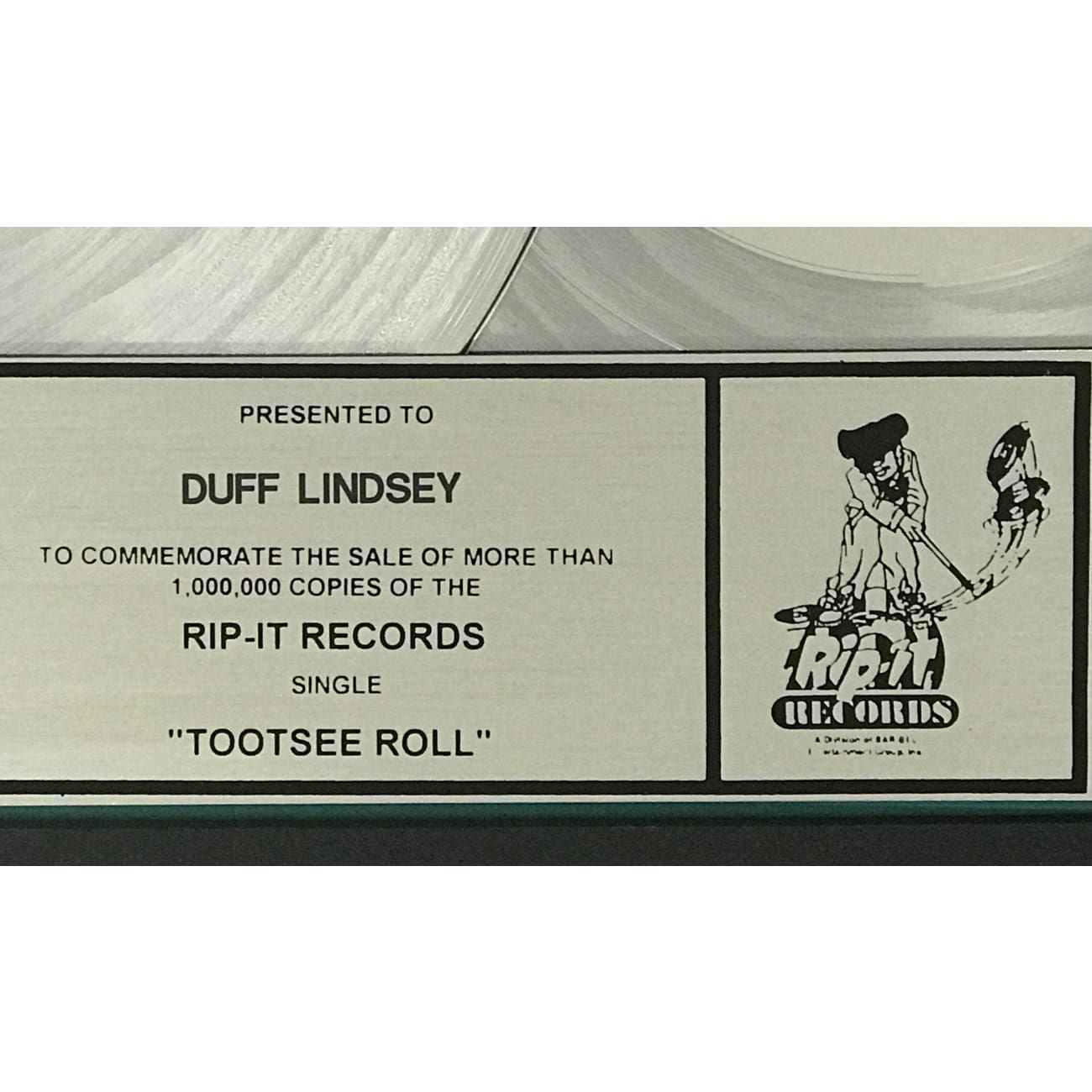 69 Boyz Tootsee Roll RIAA Platinum Single Award - Official Music Collectible for Fans & DJs - Perfect for Home Display, Music Studios & Party Decor
