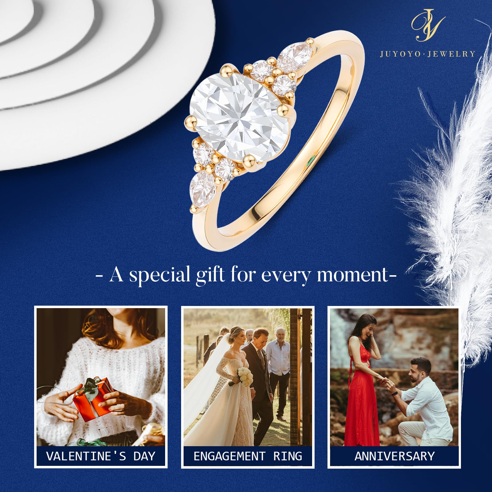 1.4 CT Oval Cut Moissanite Engagement Ring for Women - Sterling Silver Solitaire Wedding Band, Promise Ring, Size 3-10 - Perfect for Proposals, Anniversaries & Special Occasions