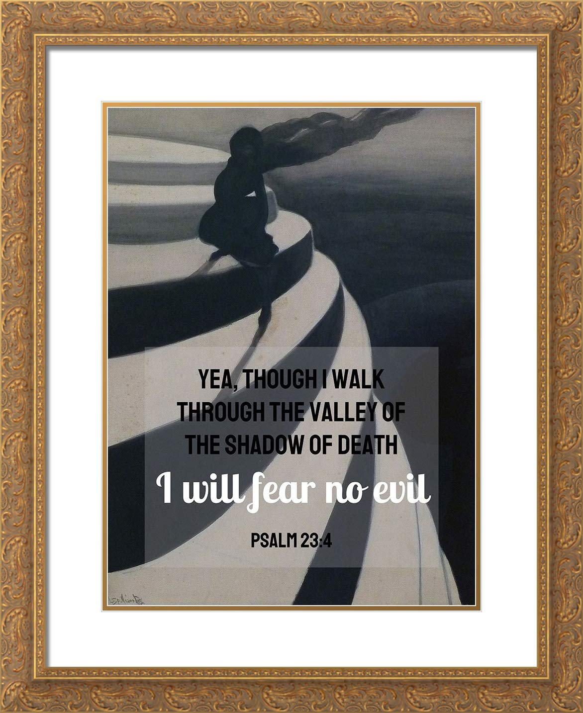 Framed Bible Verse Art Print Psalm 23:4 - Home & Office Decor