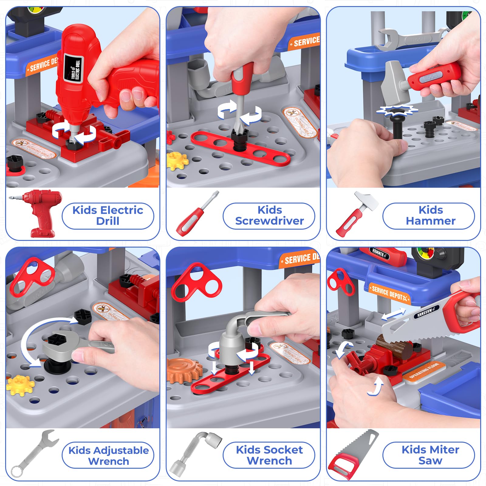 3-in-1 Kids Tool Bench Set with Realistic Toy Tool Box & Electronic Drill - Transformable Toddler Workbench Toy for Ages 3+ | Perfect for Pretend Play, DIY Projects & Early STEM Learning