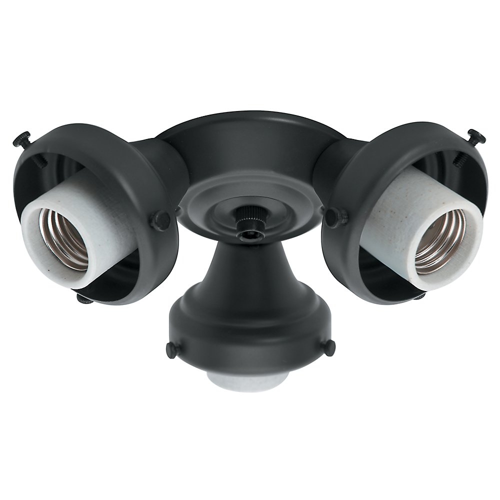 Hunter Fan Company 99140 3-Light Black Ceiling Fan Fitter - Perfect for Living Room, Bedroom, and Office Lighting