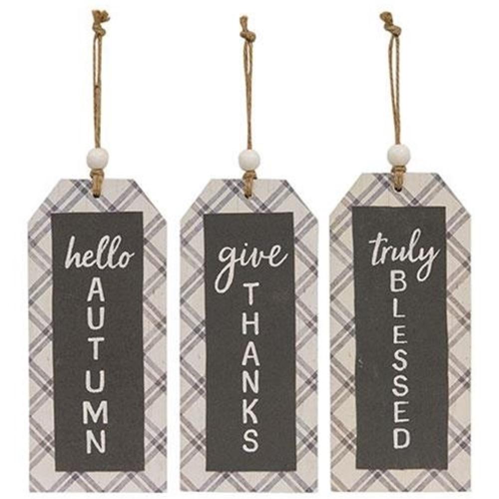 Fall Plaid Beaded Wooden Gift Tags - 3 Assorted Styles - Perfect for Holiday Gifts, Christmas Presents & DIY Crafting Projects