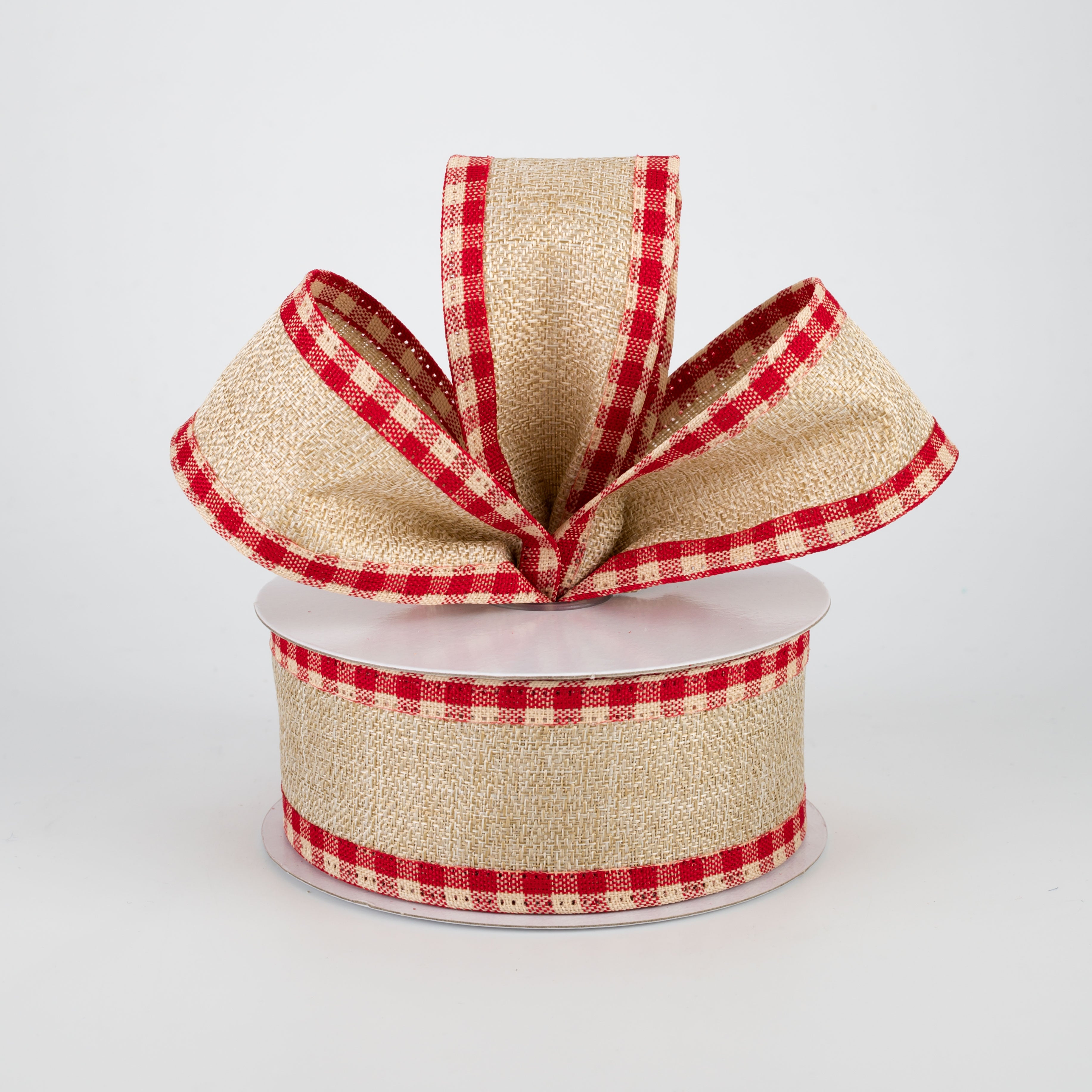 1.5 Inch Red Gingham Check Edge Ribbon - Natural Cotton Fabric Trim (10 Yards) for Gift Wrapping, DIY Crafts, Hair Bows, and Home Decor