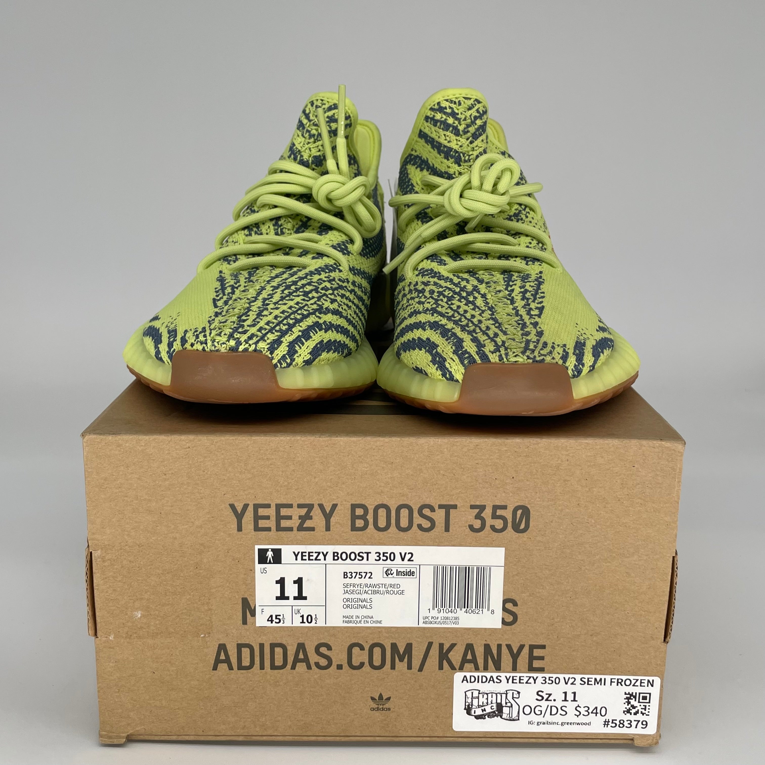 Adidas Yeezy Boost 350 V2 Semi Frozen Yellow - Men's Size 11 (B37572) | Limited Edition Sneakers for Running, Streetwear & Casual Fashion