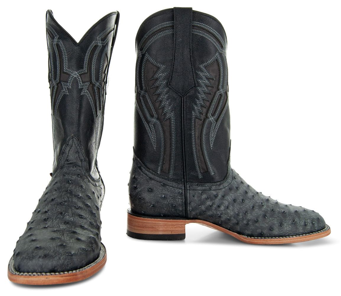 Soto Boots Men's H50031 Exotic Ostrich Print Cowboy Boots - Western Style for Men | Perfect for Rodeo, Country Dancing & Outdoor Adventures
