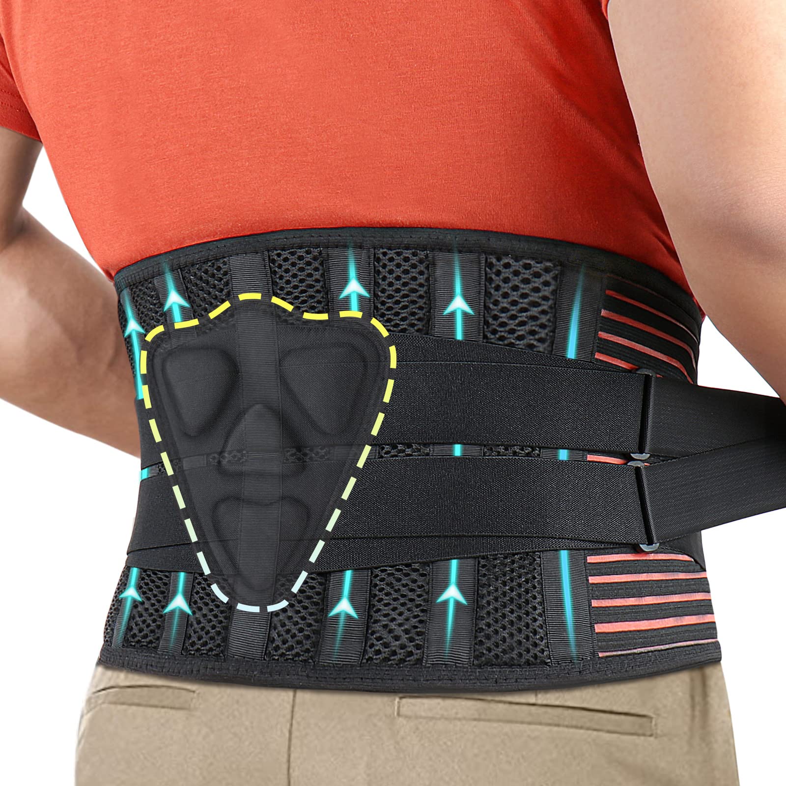Lower Back Brace for Pain Relief - Lumbar Support Belt for Men & Women - Breathable Waist Support for Sciatica, Herniated Disc & Heavy Lifting - Perfect for Workouts, Construction & Office Use