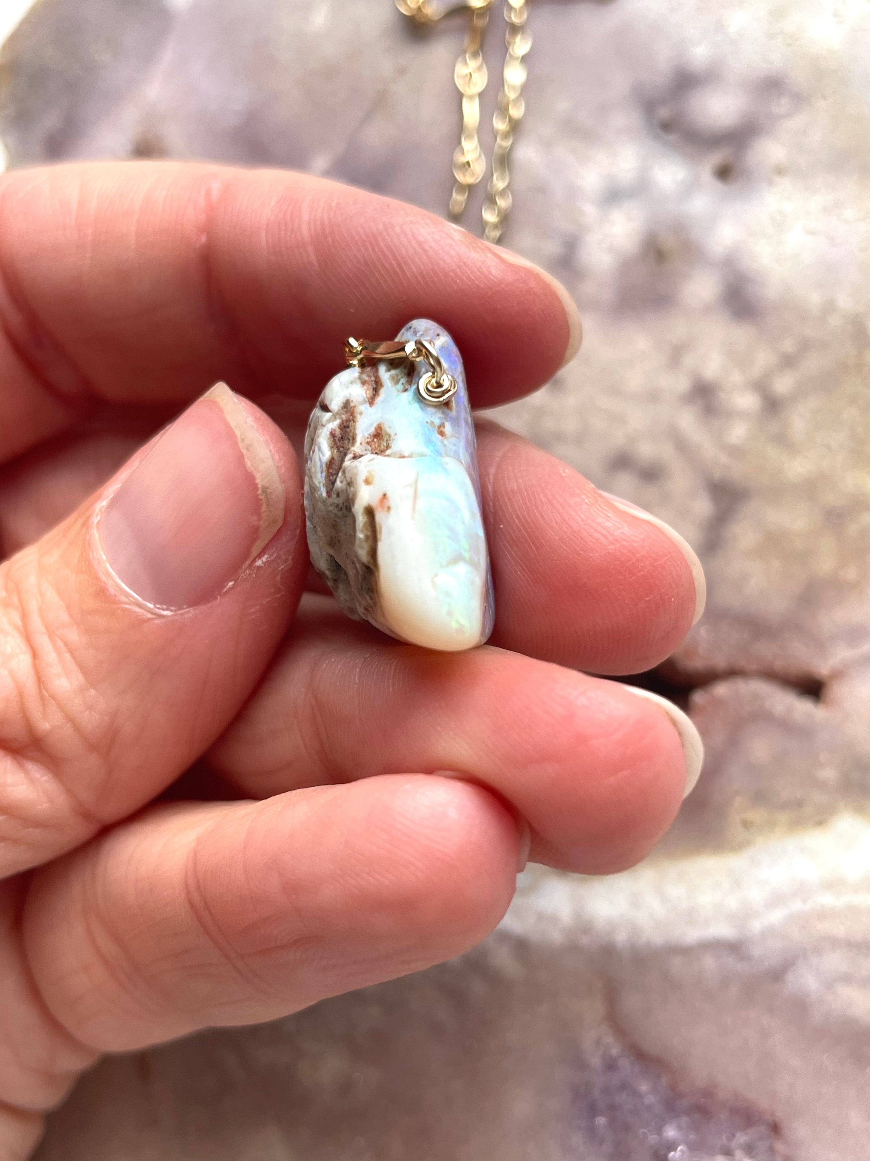 Genuine Australian Opal Necklace - Natural Raw Opal Jewelry for Women - Perfect for Weddings, Parties & Special Occasions