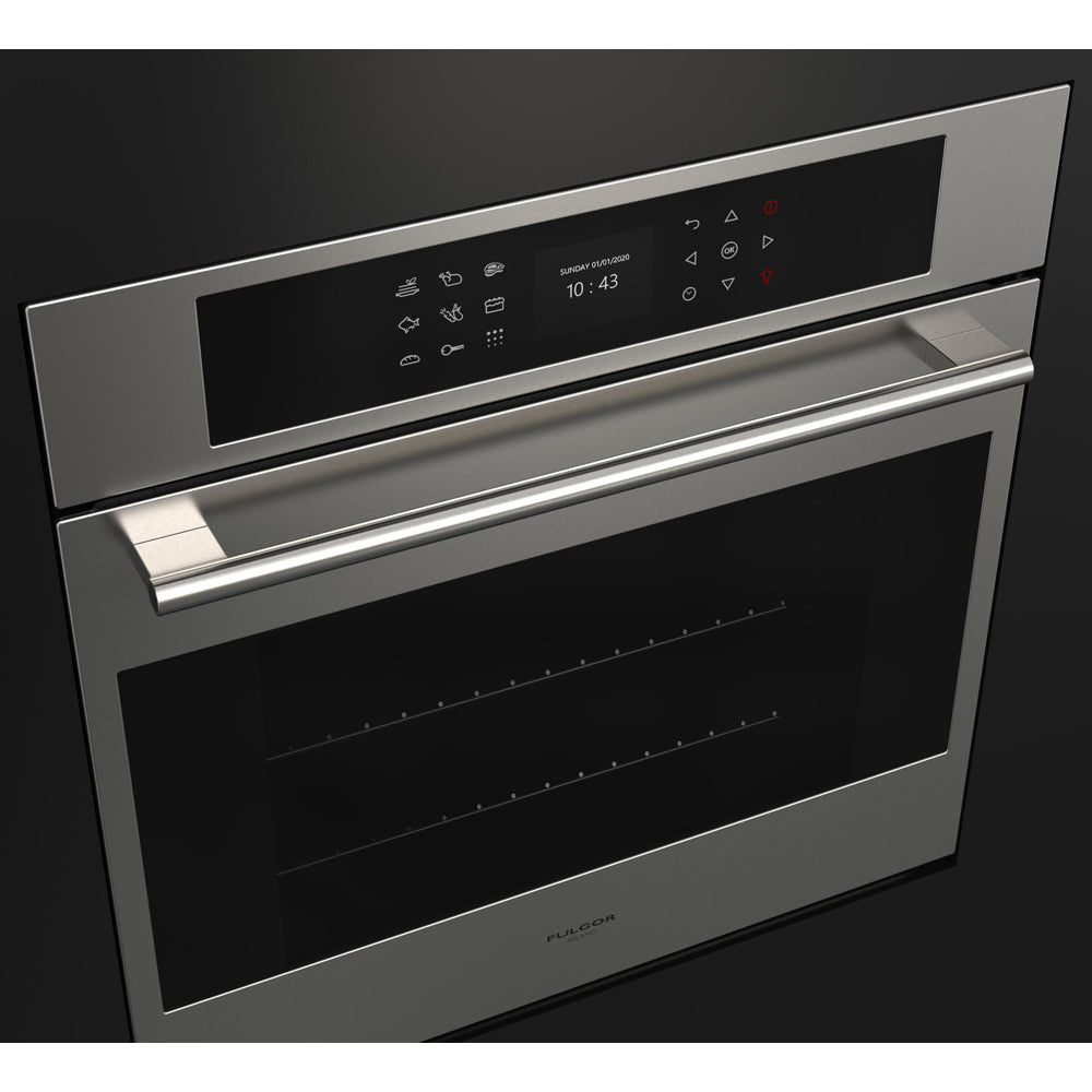 Fulgor Milano 24 Inch Stainless Steel Electric Single Wall Oven with Self-Cleaning & Convection - F7SP24S1 | Perfect for Modern Kitchens, Baking, Roasting & Entertaining