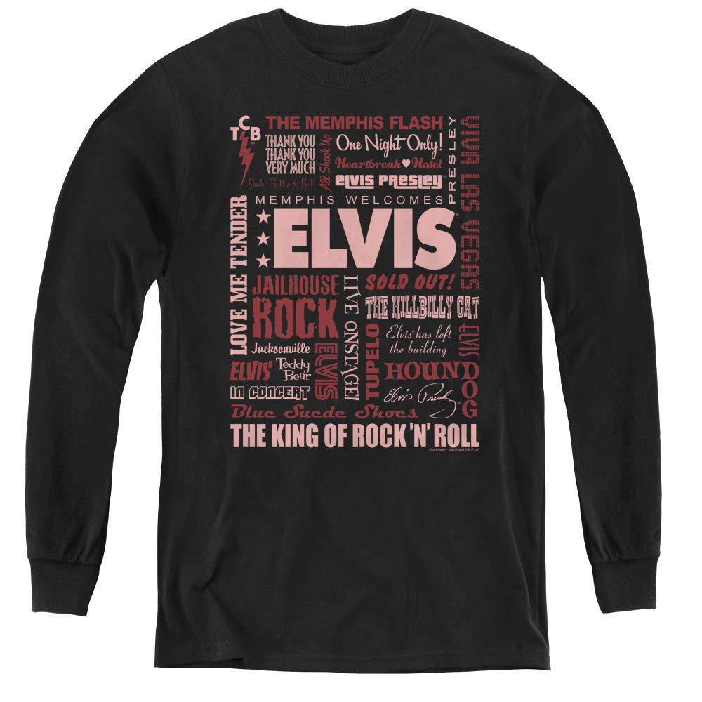 Elvis Presley Vintage Youth Long Sleeve T-Shirt - Rock & Roll Music Fan Gift for Boys & Girls - Perfect for Concerts, Halloween & Retro Parties