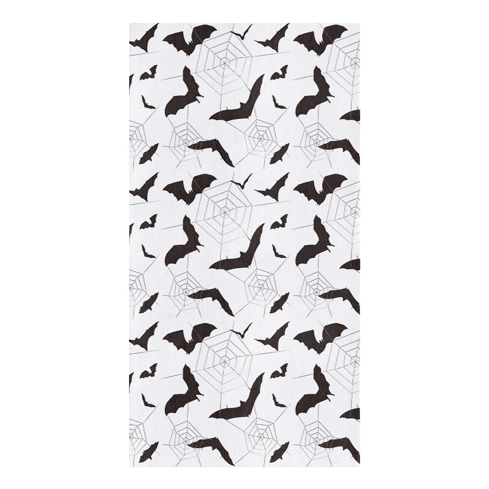 Zadaling Black and White Bat Halloween Kitchen Towels - 16x28 Inches Soft Cotton Dish Cloths, Tea Towels & Bar Towels (1 Pack) - Perfect for Halloween Decor, Kitchen Cleaning & Hand Drying