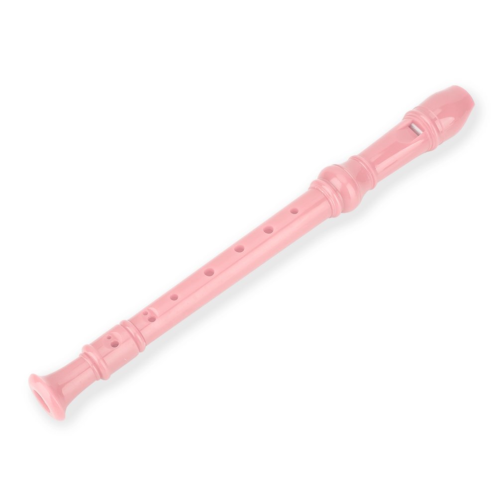 8 Hole High Pitch Soprano Descant Recorder Flute - Pink ABS Plastic Woodwind Instrument with Cleaning Rod for Kids & Adults | School Band, Music Class, Beginner Practice, Home Performance