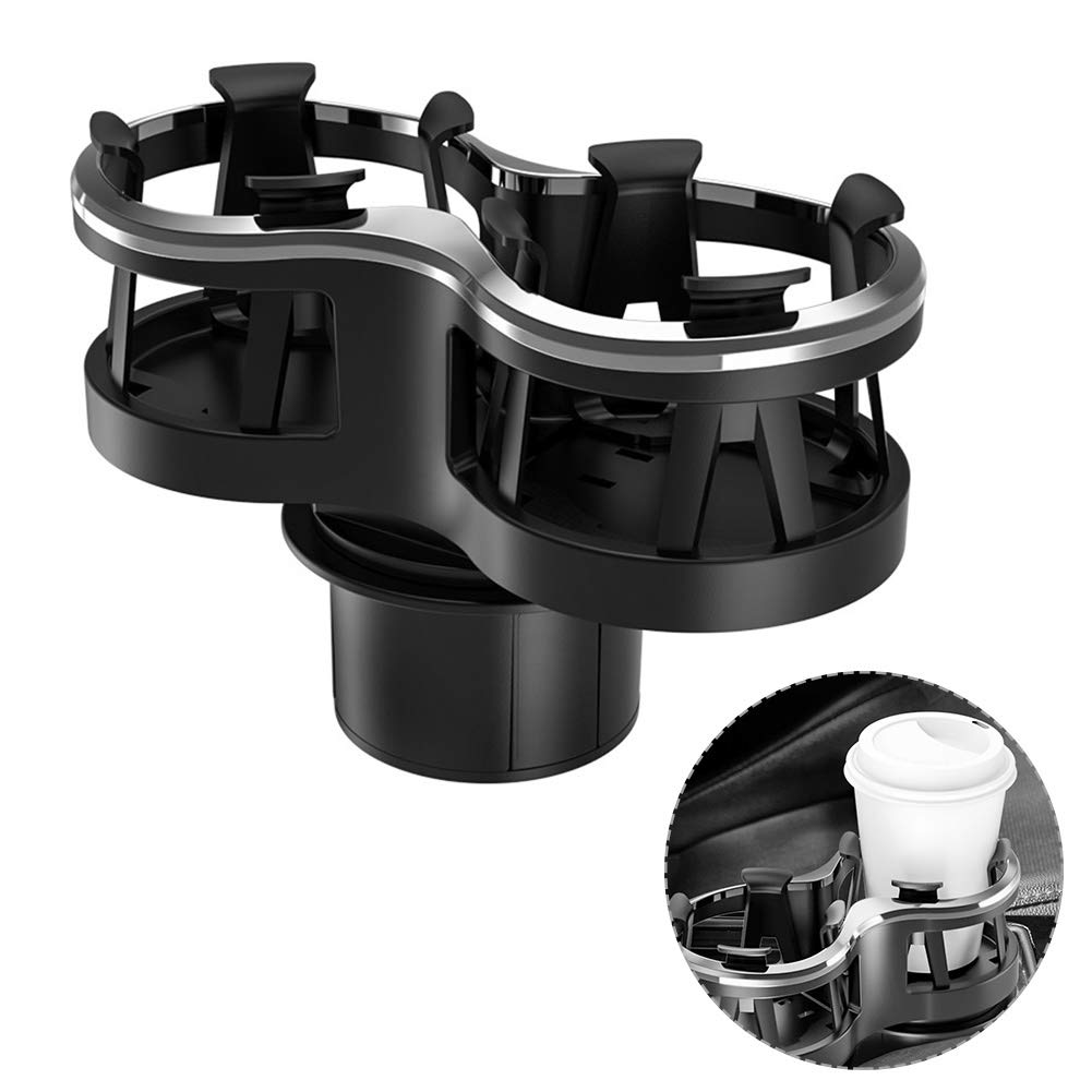 Dual Hole Car Cup Holder - Universal Plastic Drink Bottle & Beverage Holder Stand for Vehicle (Black) | Perfect for Cars, Trucks, SUVs & Road Trips