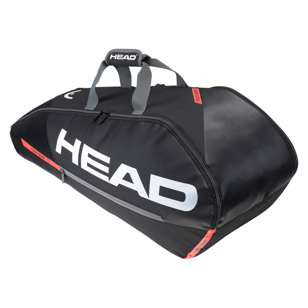 Head Tour Team Combi 6 Tennis Racquet Bag (Black/Orange) - Premium Tennis Gear for Players & Coaches - Perfect for Tournaments, Practice & Travel