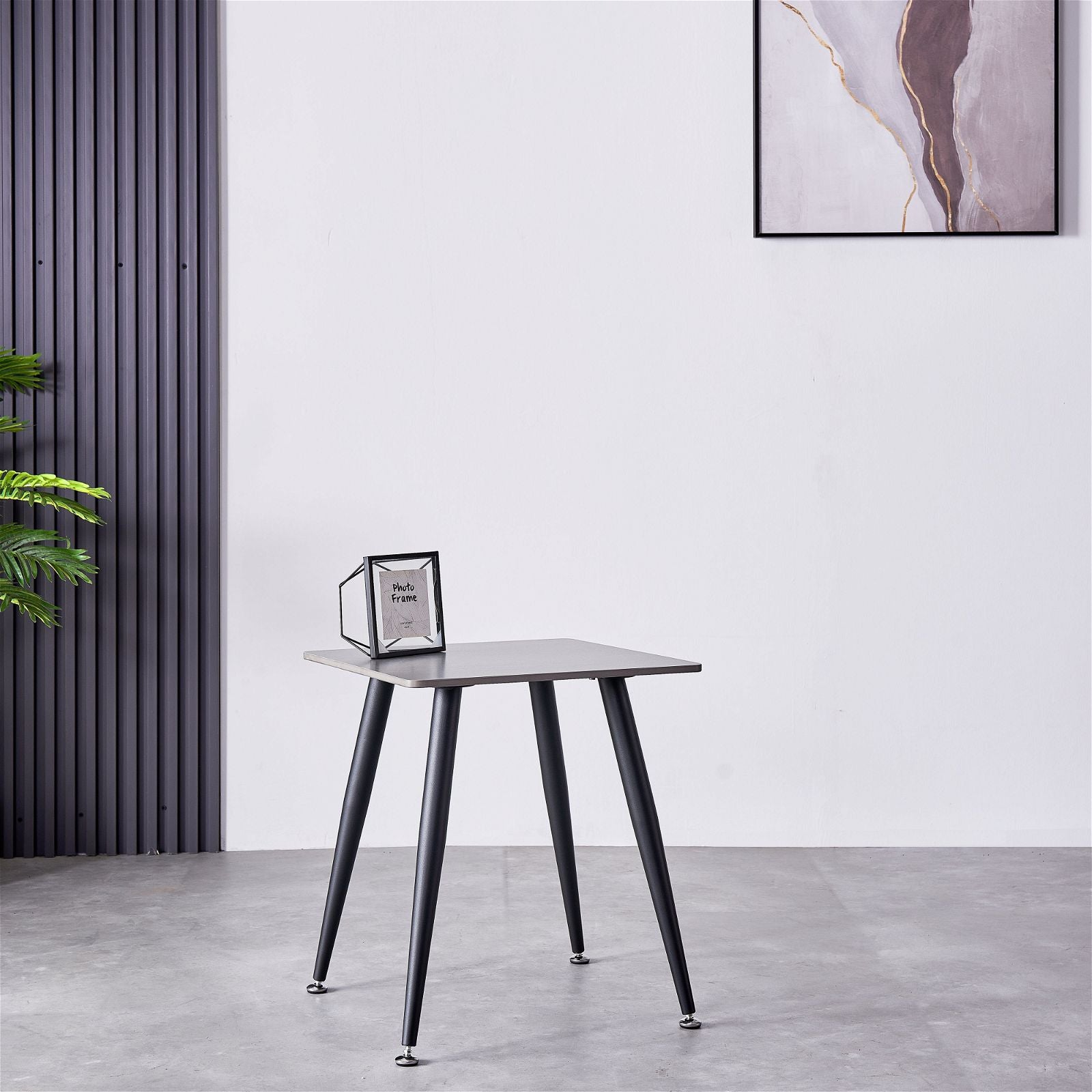 Criterion™ Grey Sintered Stone End Table with Sturdy Metal Legs - Modern Side Table for Living Room, Bedroom & Office Decor