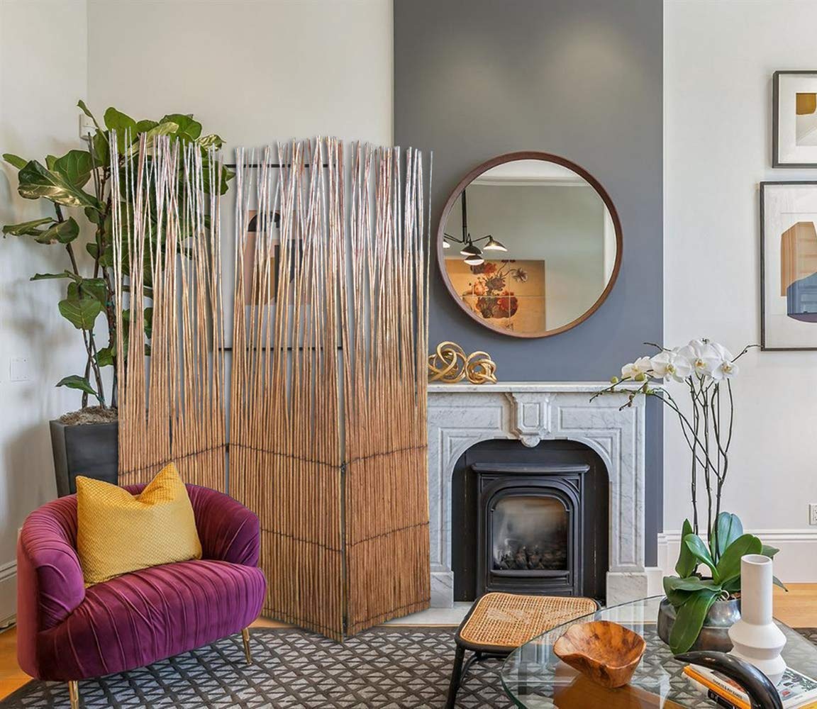Natural Willow Room Divider - 3 Panel Folding Privacy Screen for Home & Office | Handwoven Wicker Partition for Bedroom, Living Room, Yoga Studio