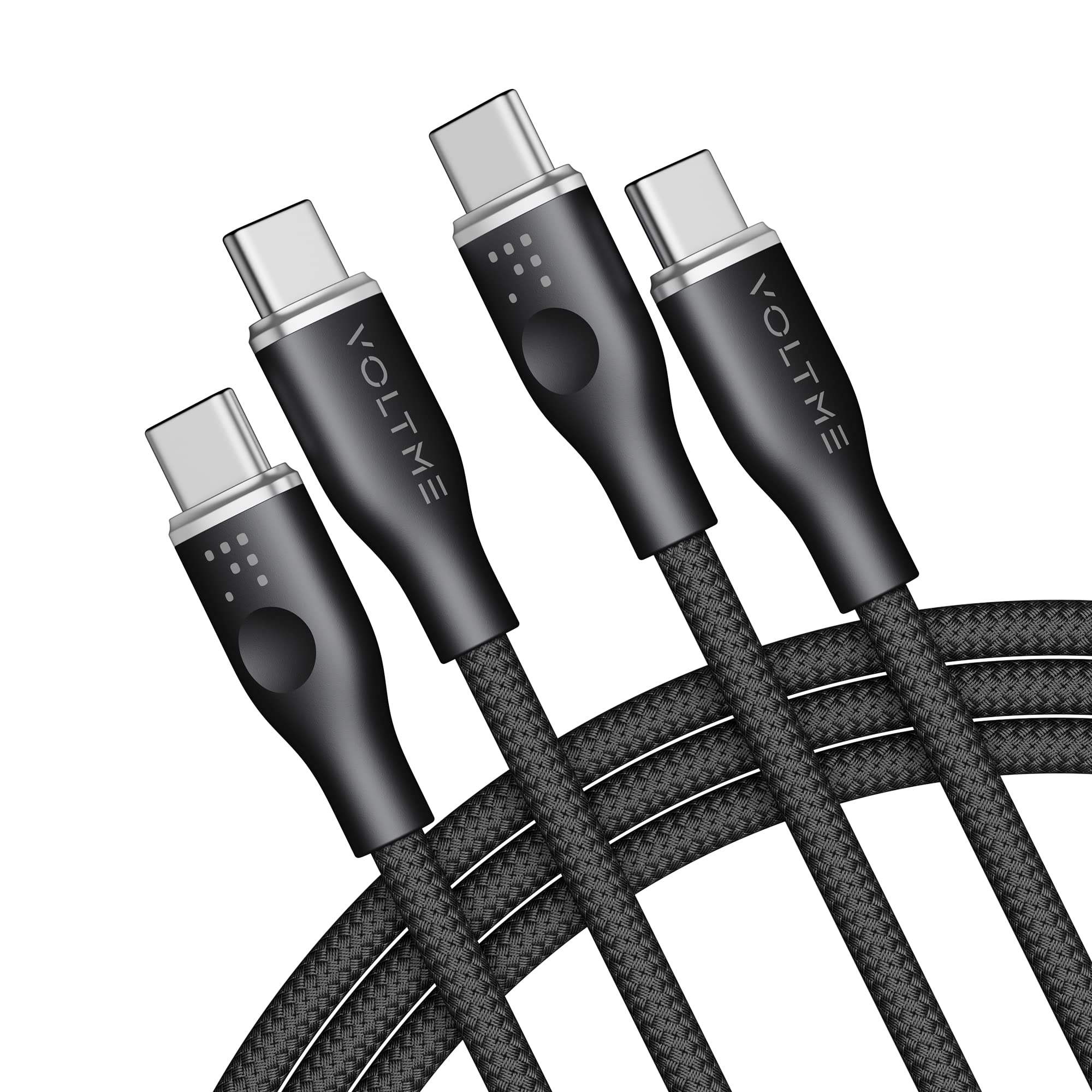 VOLTME 6ft USB C to USB C Cable & USB A to USB C Cable 2-Pack, 100W Fast Charging 5A Nylon Braided Cord for iPhone 16/15 Pro Max, Samsung Galaxy S24/S23/S22, iPad, MacBook - Perfect for Home, Office & Travel Charging (Black)