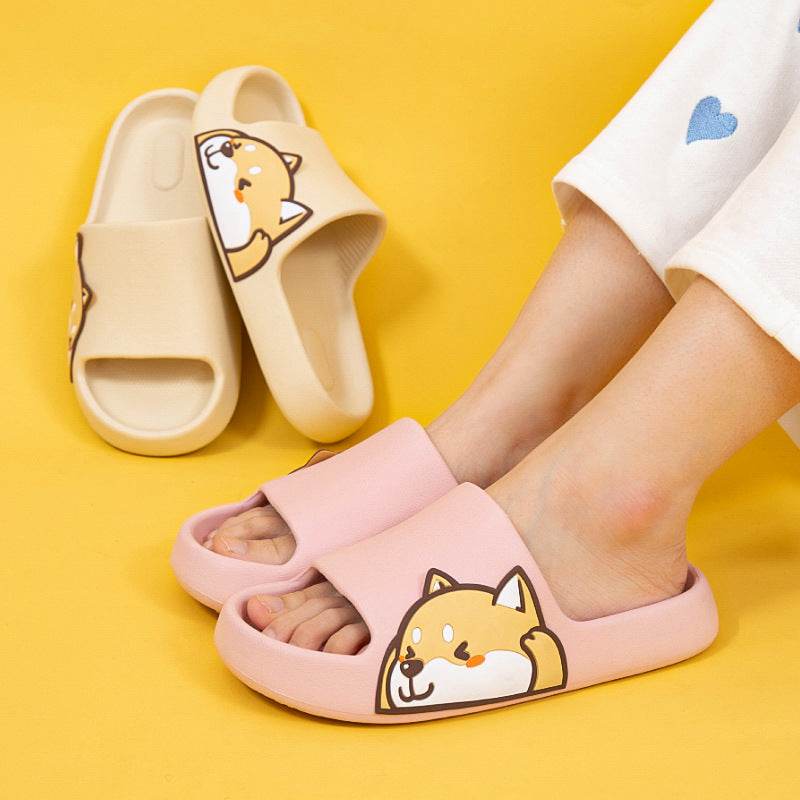 Cute Shiba Inu Dog House Slippers for Women & Men - Soft Plush Indoor Slides with Non-Slip Sole - Perfect for Home, Lounge, and Gift Giving