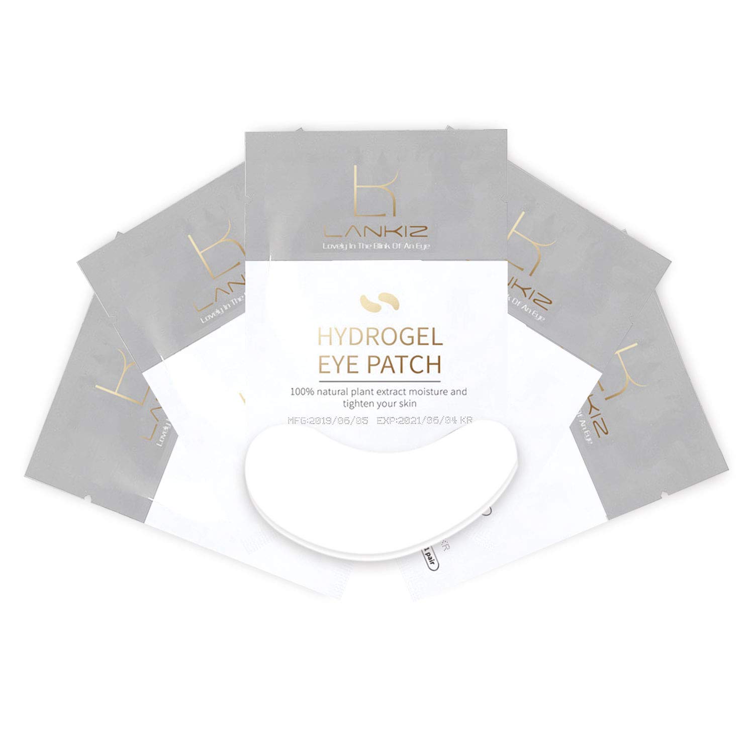 LANKIZ 100 Pairs Under Eye Gel Pads for Lash Extensions - 100% Natural Plant Extract Collagen Hydrogel Eye Mask | Dark Circle & Puffiness Relief | Moisturizing & Lint-Free | Perfect for Spa, Travel & Night Skincare Routine
