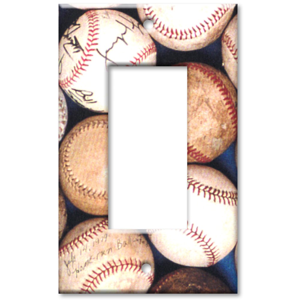 Vintage Baseball Metal Wall Plate - Single Gang Decora Cover for Home & Office Decor | Sports Themed Electrical Outlet Cover | Perfect for Man Cave, Game Room, or Sports Bar Decor