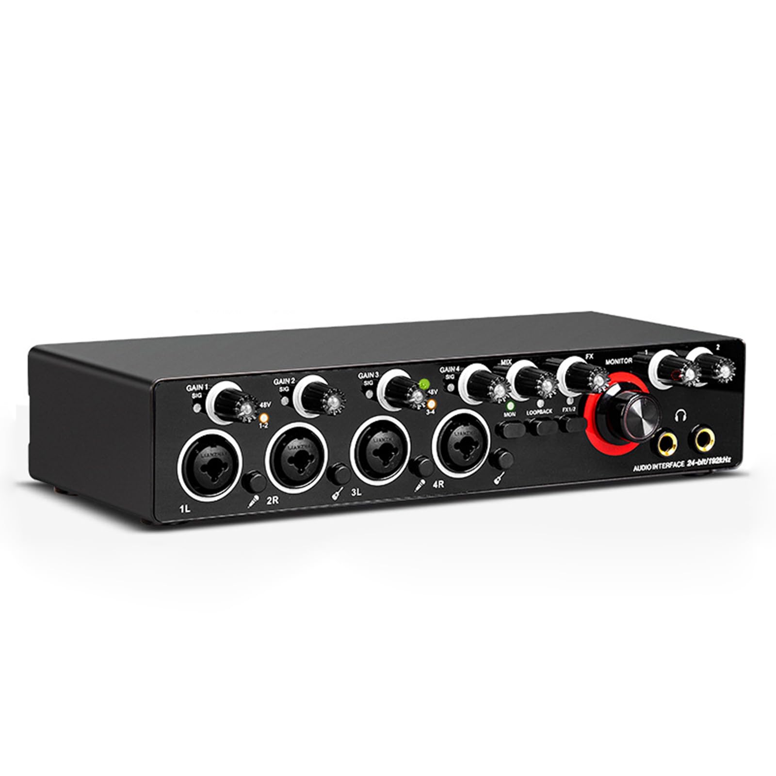 Professional External USB Sound Card with +48V Phantom Power for Studio Recording, Live Streaming & Podcasting - High-Quality Audio Interface for PC & Mac