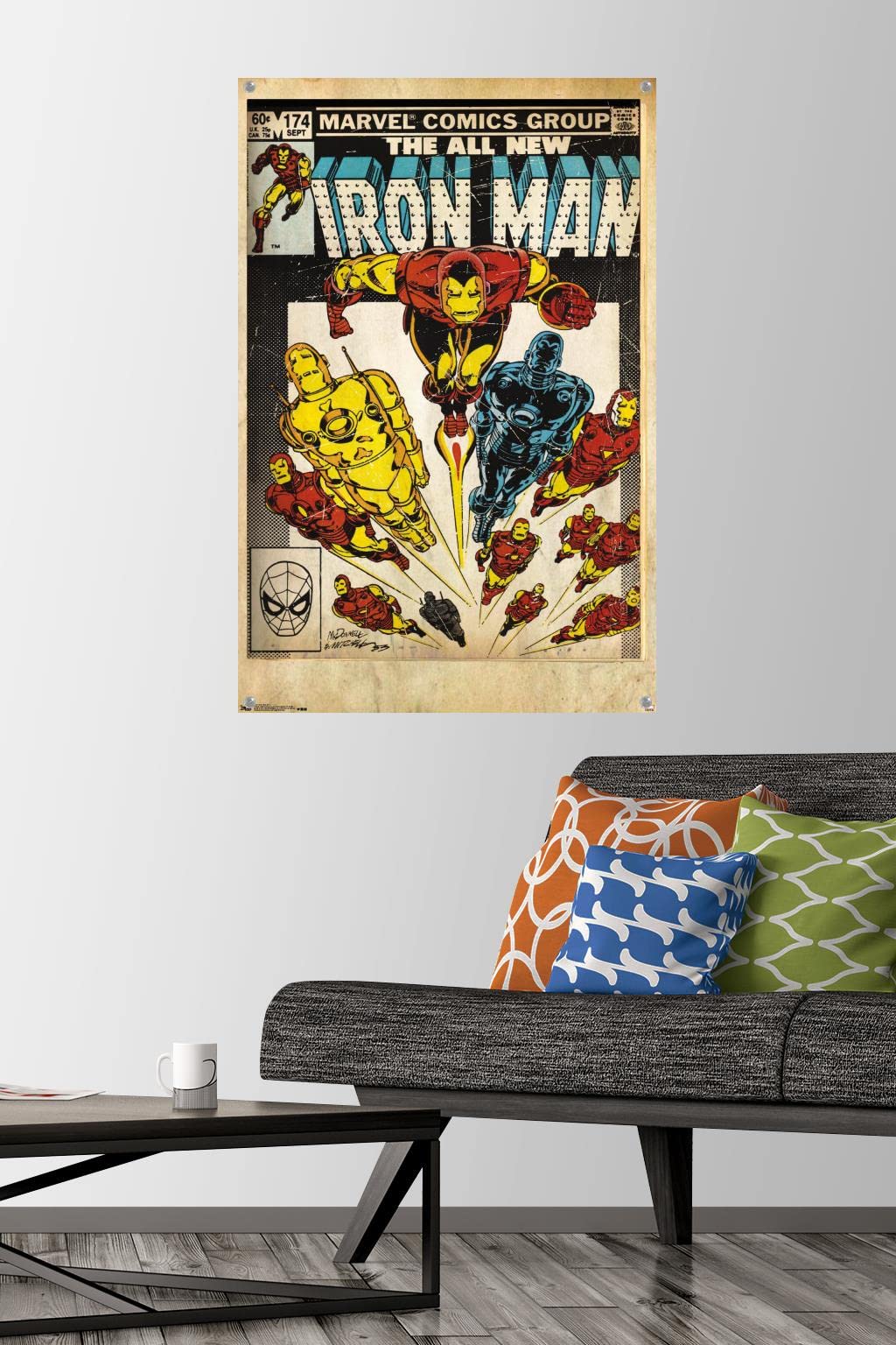 Marvel Comics Iron Man Cover #174 Wall Poster with Push Pins - Premium Superhero Decor for Home, Office & Game Room