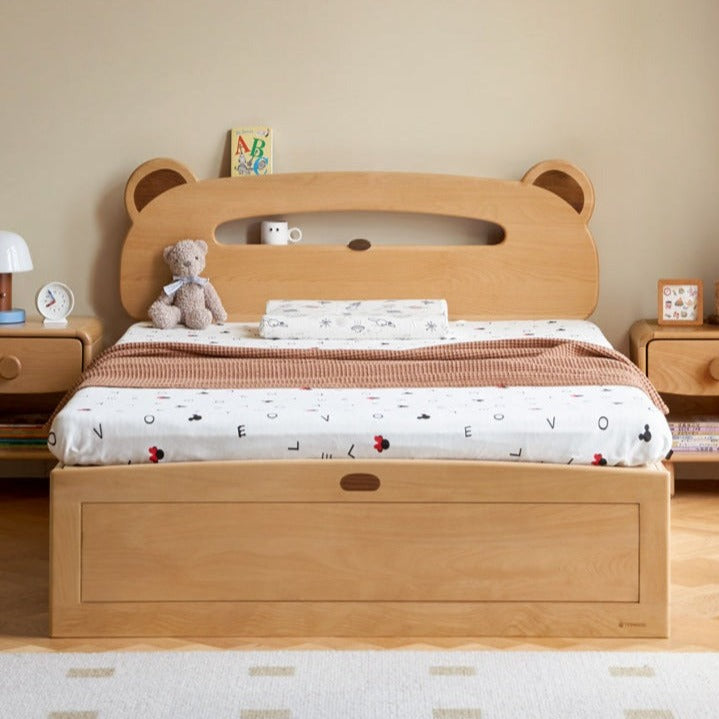 Solid Oak & Beech Wood Bear Night Light Box - Handcrafted Wooden Bedside Lamp for Kids Room, Nursery Decor, Cozy Bedtime Reading Light - Perfect Gift for Baby Showers & Children's Bedrooms