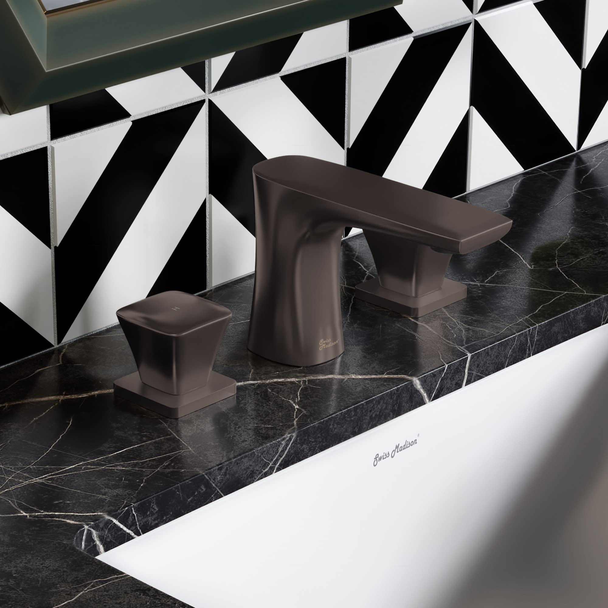 Monaco 8 Inch Widespread Bathroom Faucet - 2 Handle Oil Rubbed Bronze Finish - Perfect for Modern Bathroom Vanities and Powder Rooms