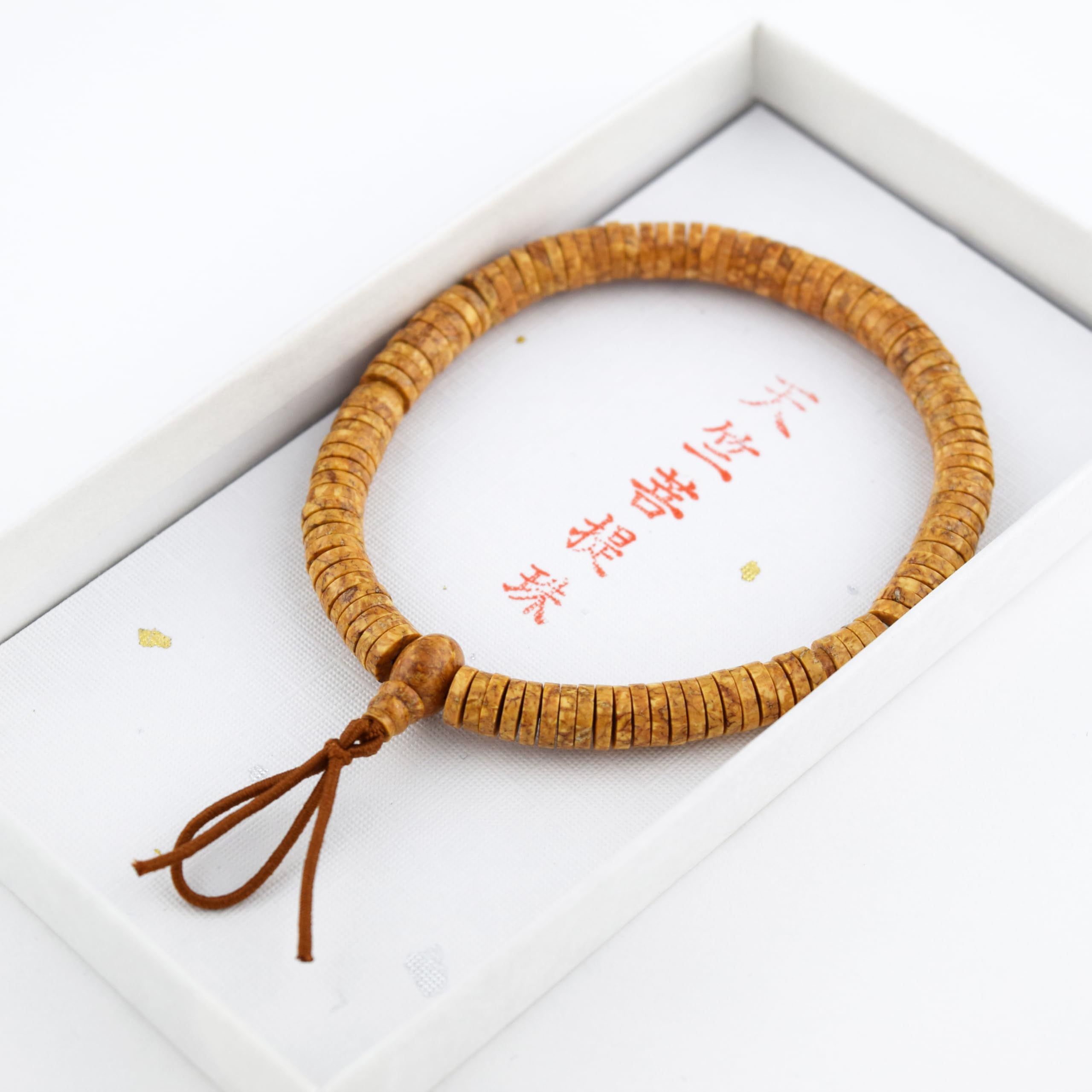 108 Gemstone Flat Beads Bracelet - Japanese Juzu Rosary Prayer Beads for Meditation, Chakra Balancing & Spiritual Healing | Handmade in Kyoto with Bodhi Wood | Perfect Birthday Gift for Men, Yoga Practitioners & Buddhist Devotees