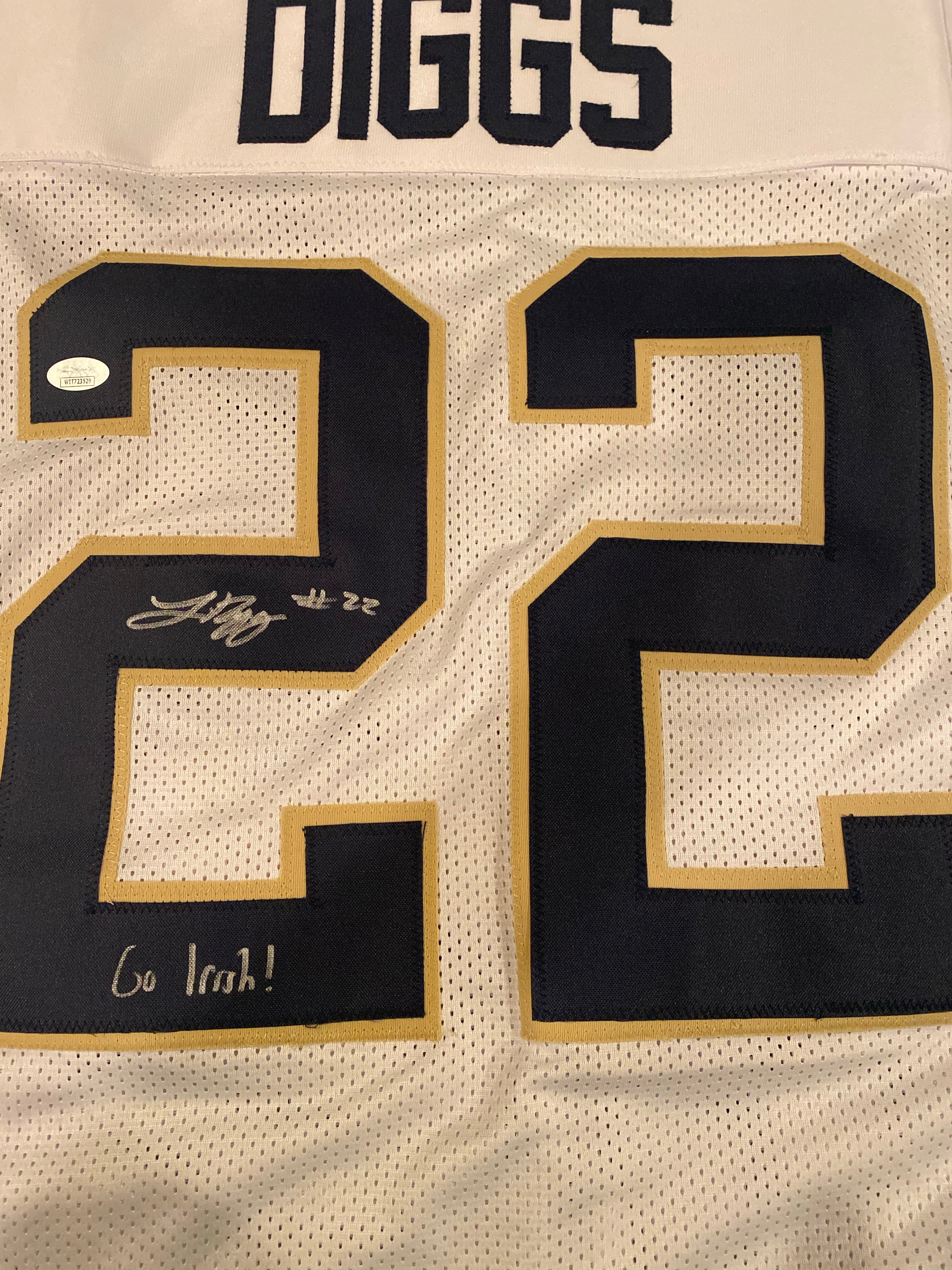 Logan Diggs Autographed Notre Dame Fighting Irish White Football Jersey with 