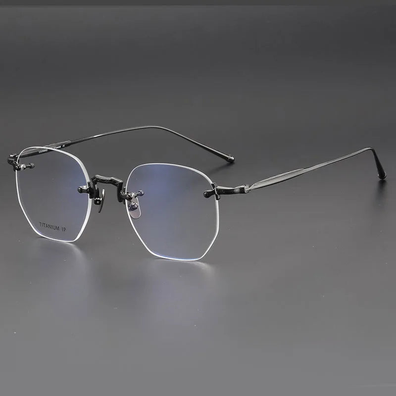 Aimee Men's Rimless Polygon Oval Titanium Eyeglasses 22140 - Lightweight & Durable Titanium Frame for Office, Reading & Everyday Wear
