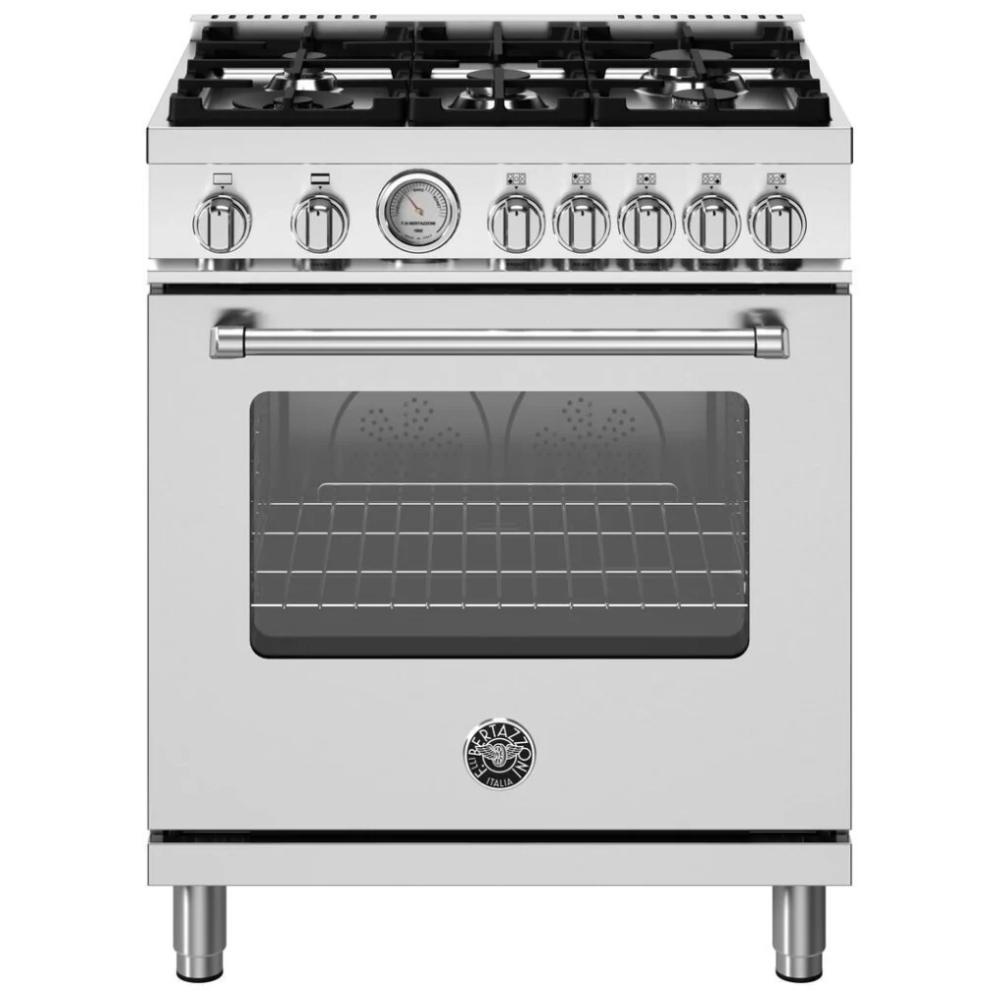 Bertazzoni 30 Inch Freestanding Gas Range MAS305GASXV - Professional Style Stainless Steel Oven with 5 Sealed Burners - Perfect for Home Kitchens & Restaurant Style Cooking