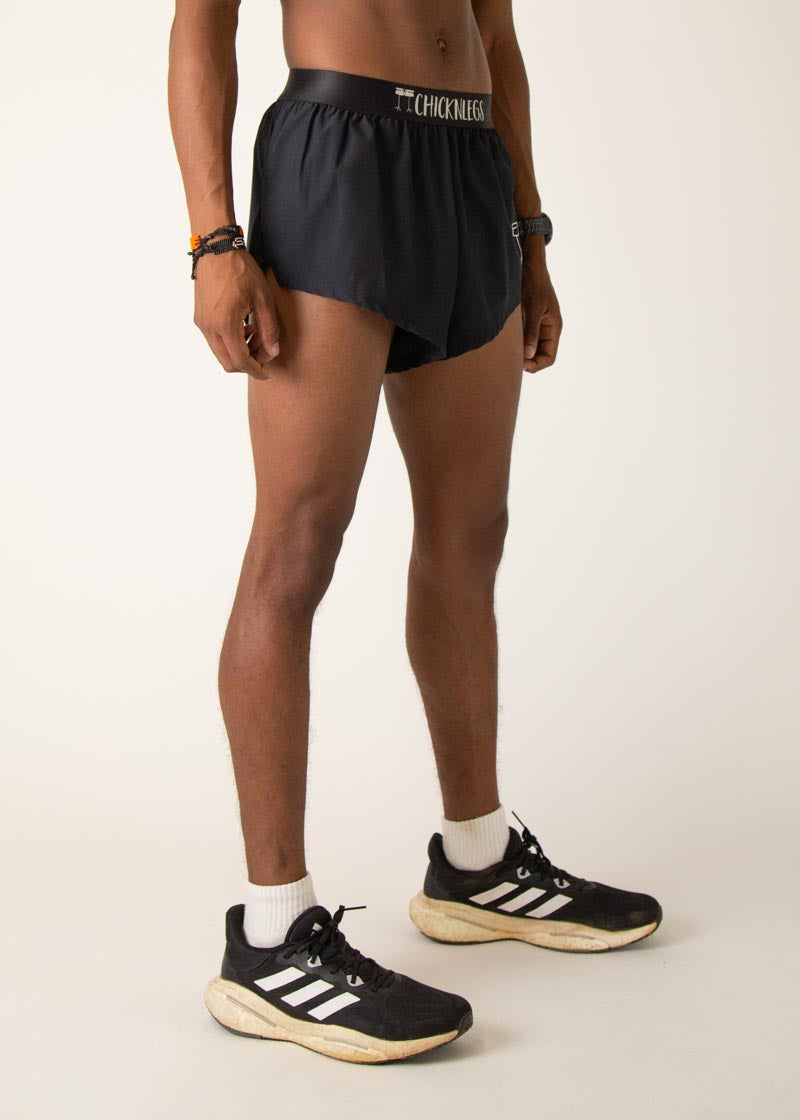 Men's Black 2 Split Running Shorts - Lightweight Athletic Shorts for Gym, Jogging & Workout - Breathable Quick-Dry Training Shorts with Side Pockets