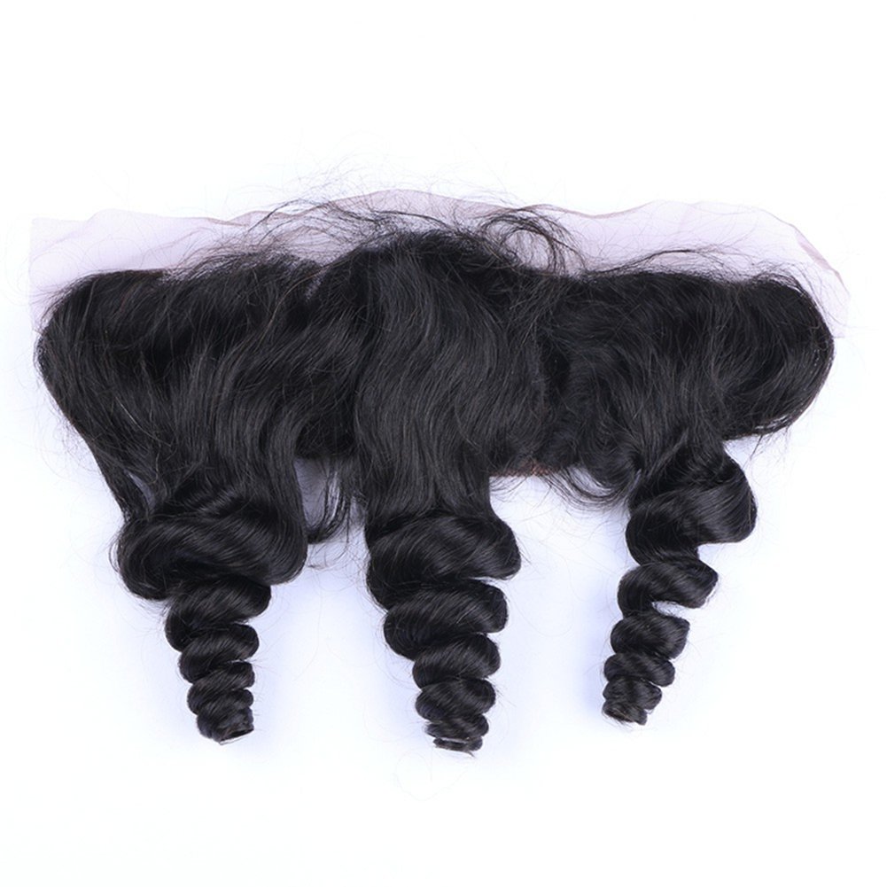 13x4 Silk Base Frontal Closure with Baby Hair | 8A Malaysian Loose Wave Curly Human Hair | 4x4 Full Lace Frontal | Virgin Hair Extensions for Natural Look | Perfect for Daily Wear, Special Occasions & Styling