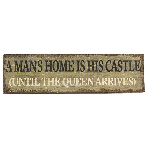 20 Inch Green Burlap 'A Man's Home' Wall Sign - Rustic Farmhouse Decor for Living Room, Bedroom & Entryway