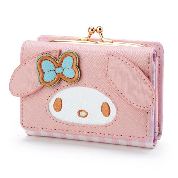 Cute Cartoon My Melody Cinnamoroll Small Wallet for Women & Girls - Pu Leather Trifold Money Bag with Pompompurin Design - Perfect for School, Travel, and Everyday Use