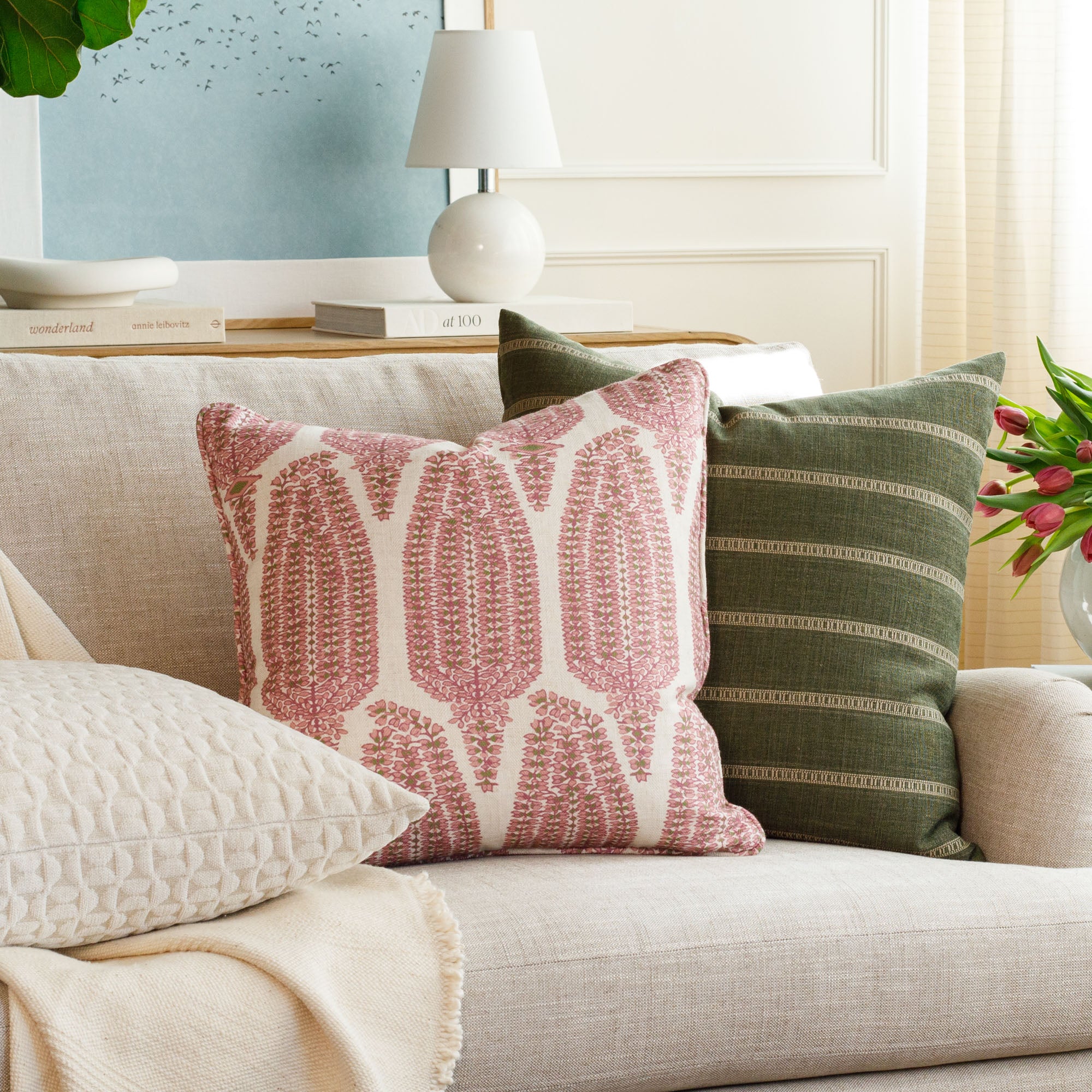 Georgia 20x20 Decorative Throw Pillow Cover - Soft Orchid Pink Cushion for Sofa, Bed & Home Decor