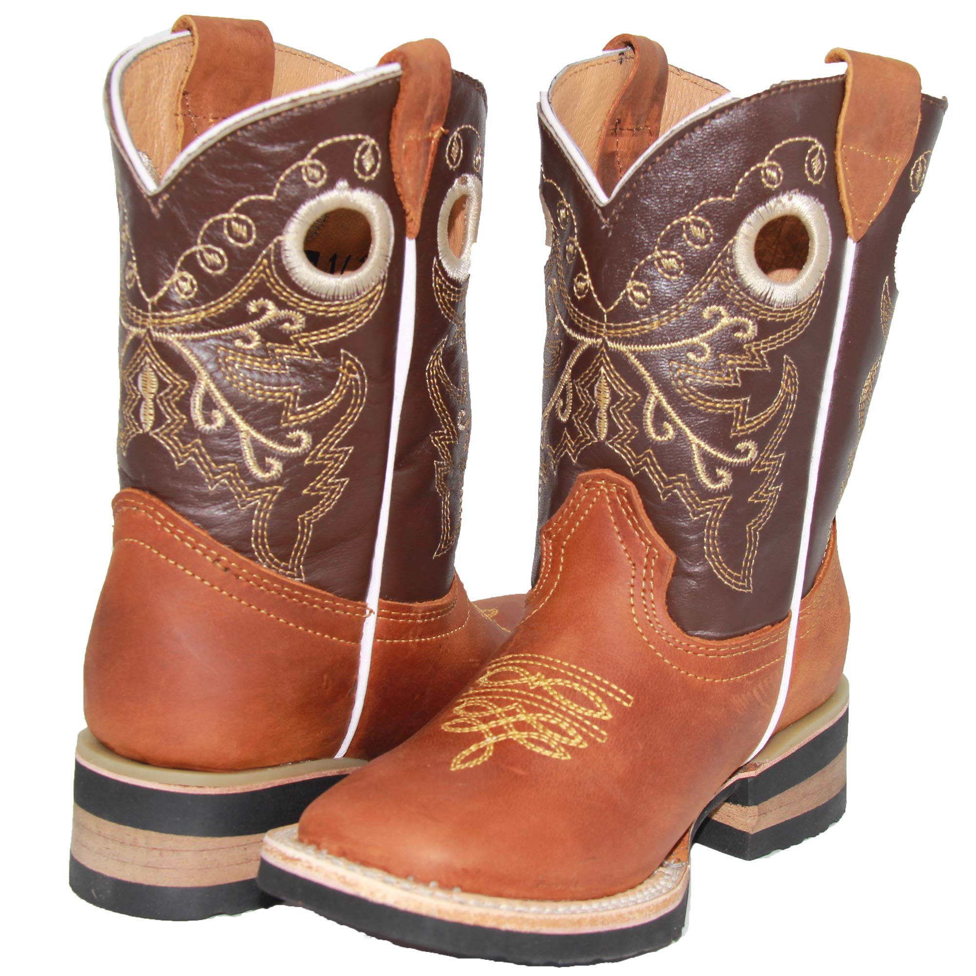 Kids Western Cowboy Boots for Toddlers & Little Kids - Genuine Leather Cowgirl Booties with Non-Slip Sole | Perfect for Dress Up, Rodeo, Halloween Costume & Western Theme Parties