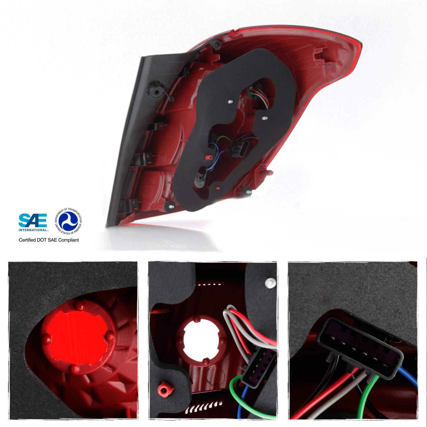 AKKON Red Chrome Tail Lights for 2013-2016 Buick Encore - Left Driver & Right Passenger Side Brake Light Pair Replacement | Enhances Vehicle Style & Night Visibility
