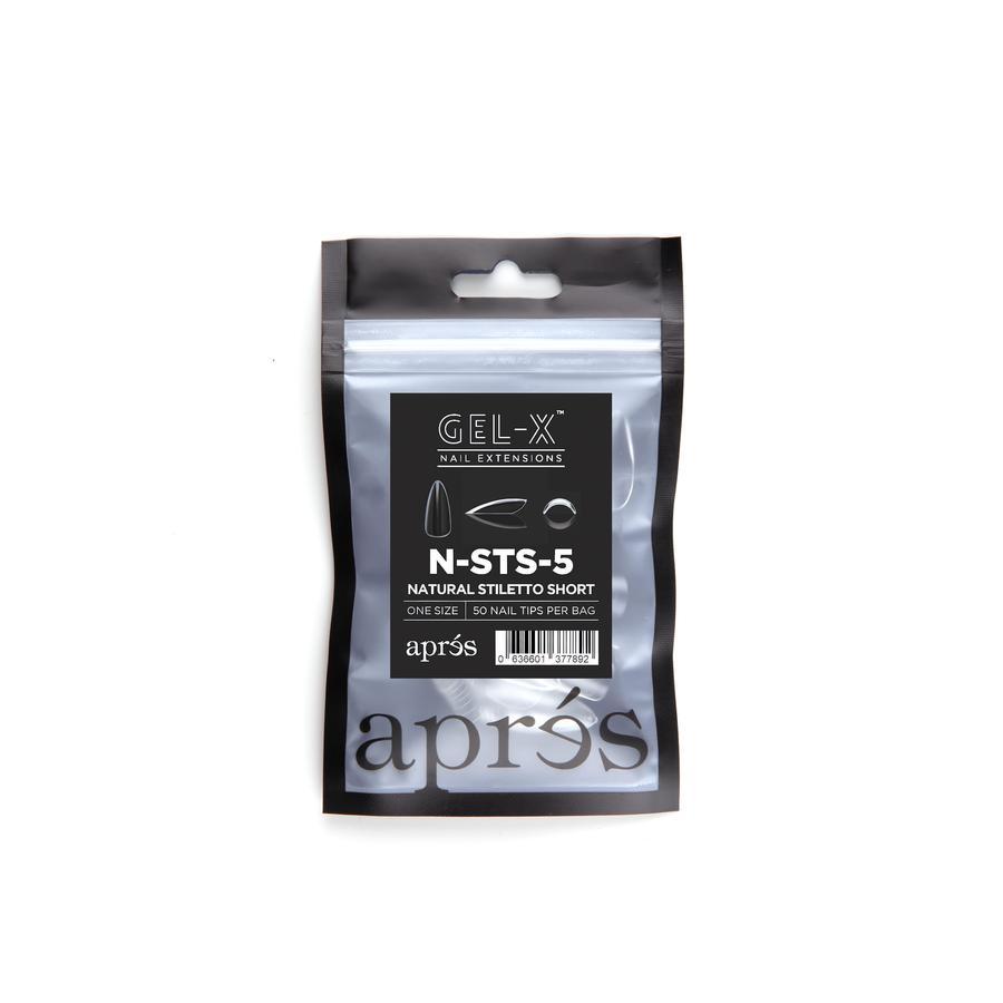 Apres Gel X Refill Bags - Natural Stiletto Short Size 5 (50 Pcs) | DIY Nail Extension Kit for Salon & Home Manicure | Perfect for Nail Artists & Beginners