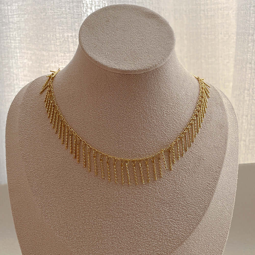 Geometric Tassel Chain Choker Necklace - Trendy Boho Jewelry for Women | X081 | Perfect for Parties, Weddings & Everyday Fashion Accessories