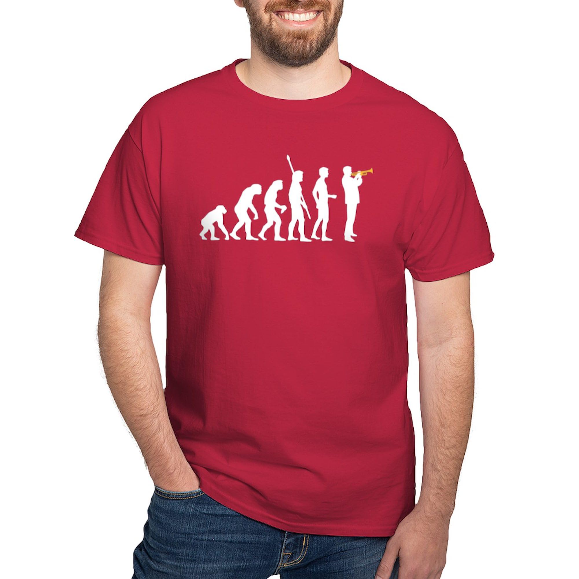 Evolution Trumpet Player Graphic T-Shirt for Men - 100% Cotton Dark Tee | Band Performance, Music Lover Gift, Casual Wear