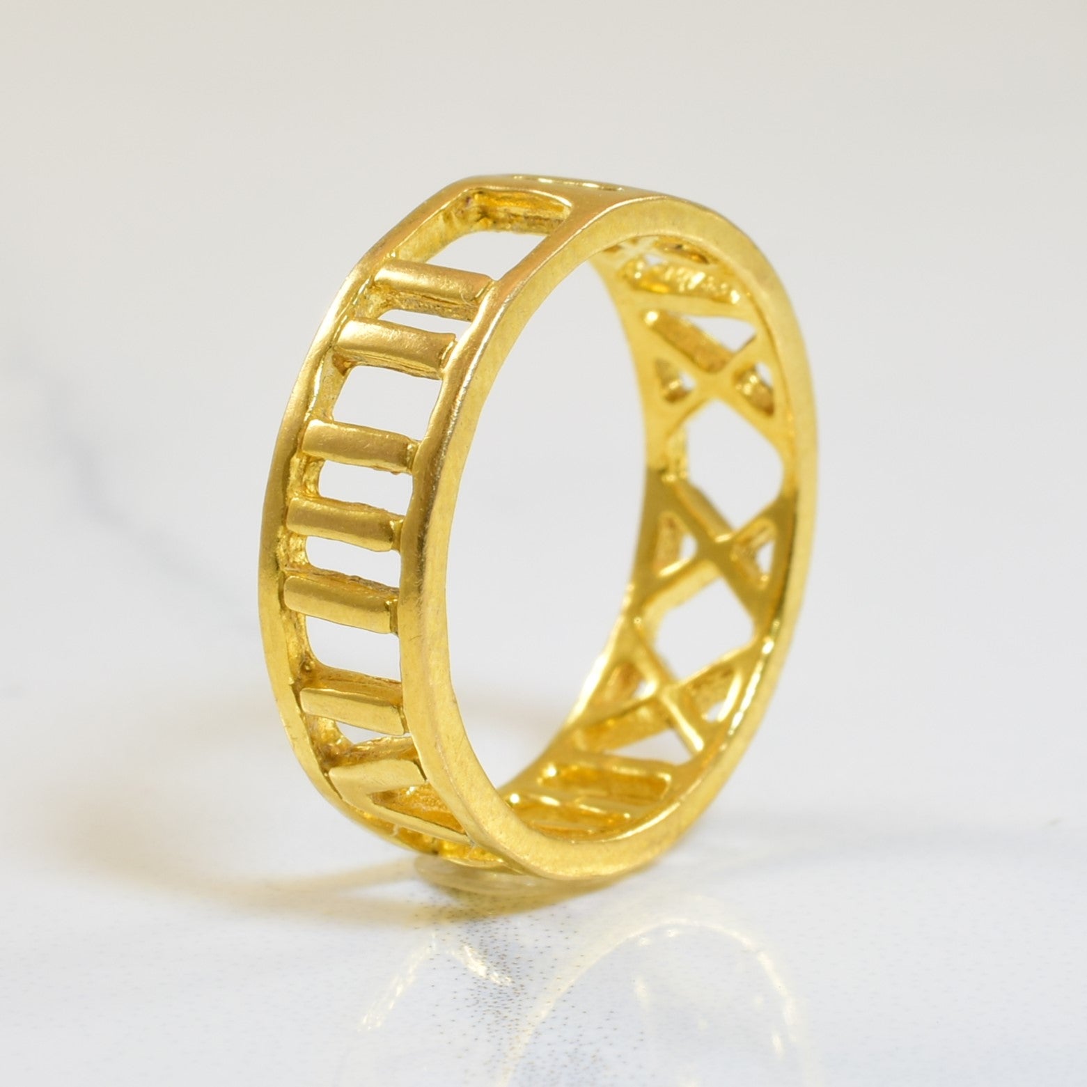 22K Yellow Gold Roman Numeral Ring for Women - Size 4 - Elegant Stackable Band, Perfect for Anniversary, Birthday, Wedding & Everyday Jewelry Gift