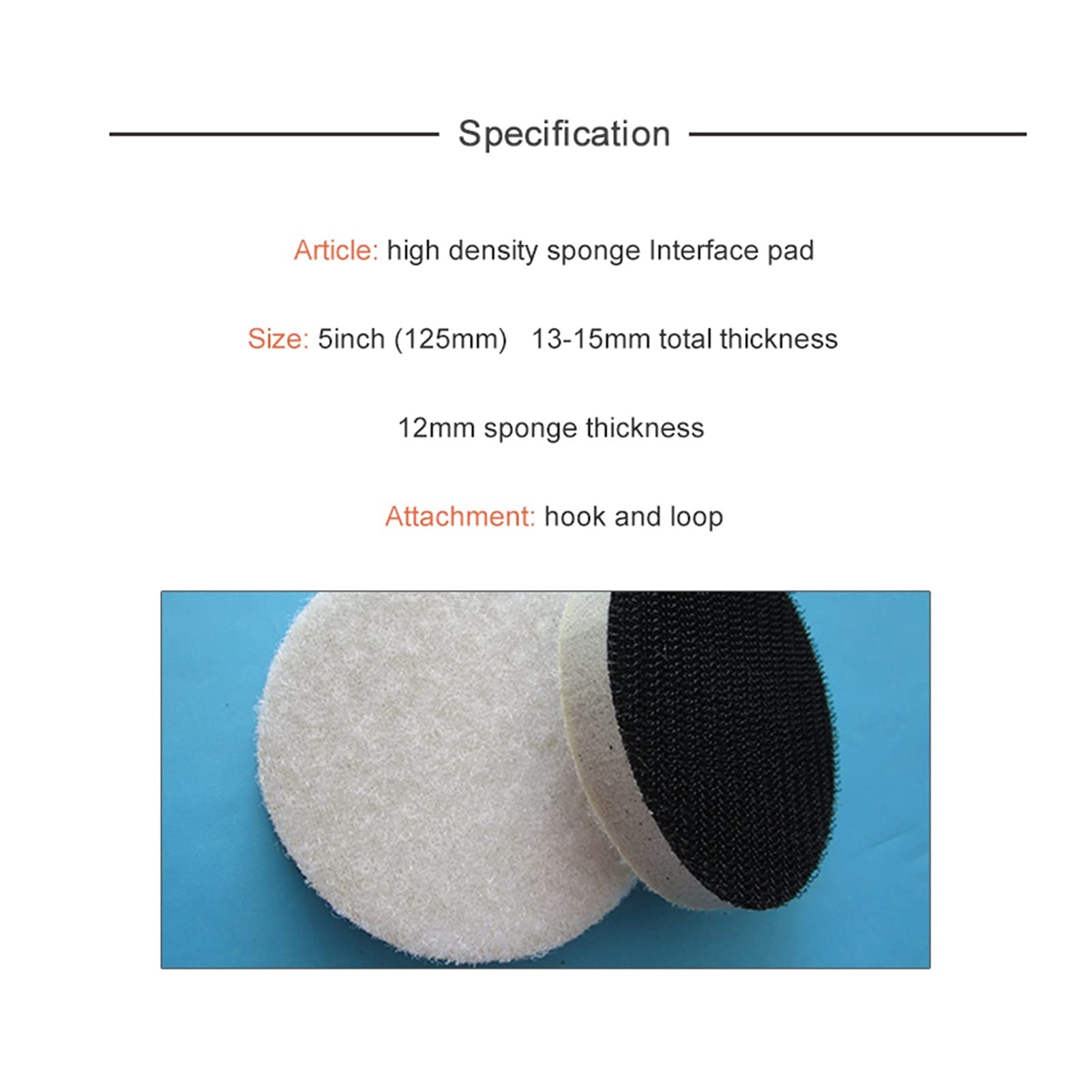 5-Piece 5-Inch (125mm) High-Density Sponge Polishing Pads - Hook & Loop Backing for Sanders - Perfect for Car Detailing, Woodworking & Surface Restoration