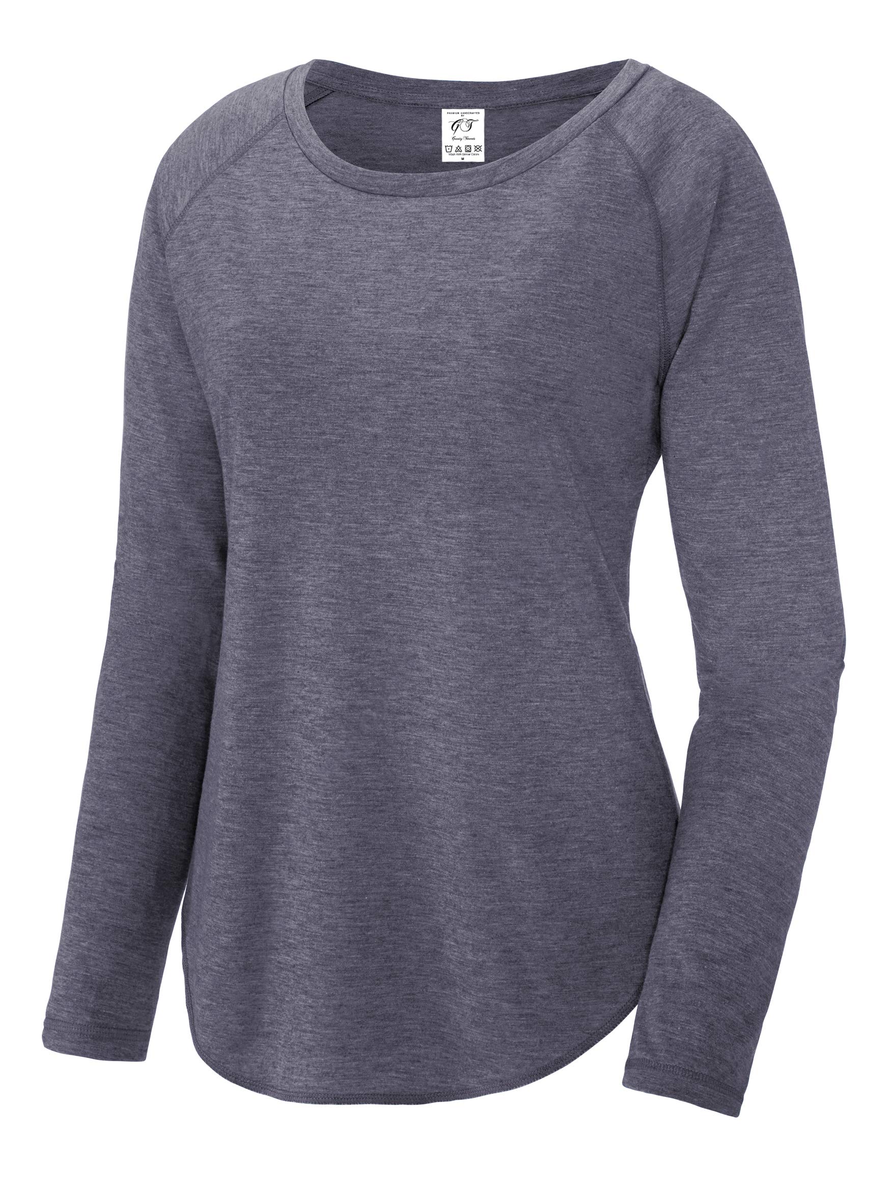 Gravity Threads Women's Tri-Blend Moisture Wicking Performance Scoop Neck Long Sleeve Shirt - Gym, Yoga & Running Workout Top