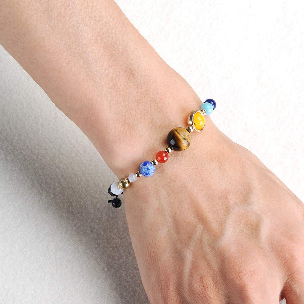2-Pack Galaxy Solar System Bracelet - Adjustable Nine Planets Star Natural Stone Beads Bracelet for Women & Men - Perfect for Astronomy Lovers, Space-Themed Gifts & Boho Fashion Accessories