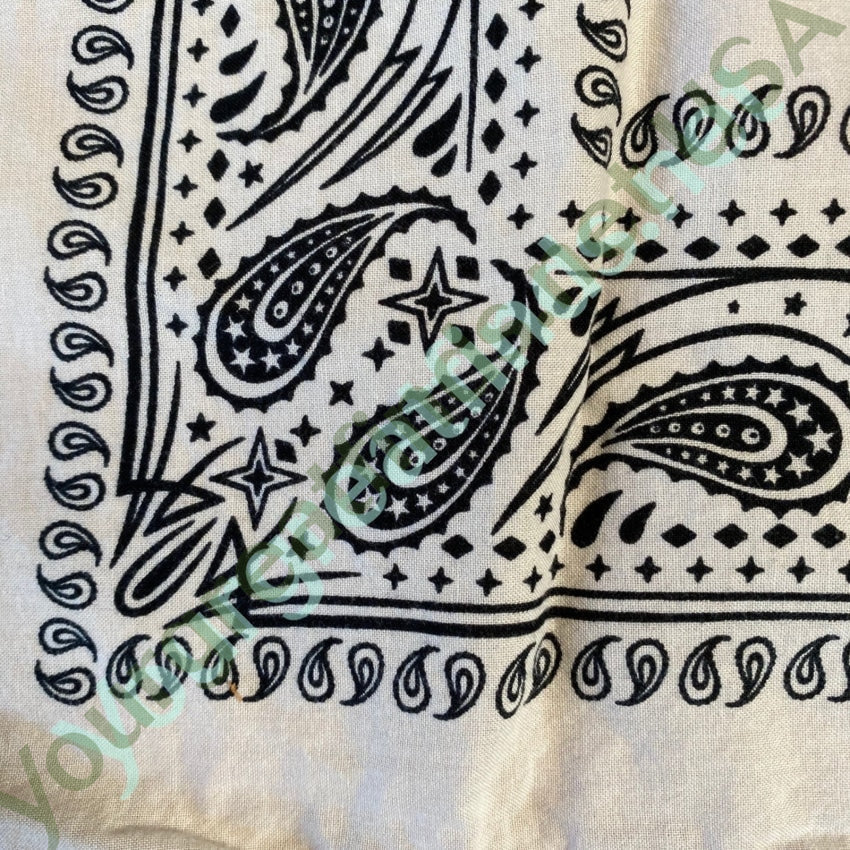 Vintage 1980s Fast Color White & Black Bandana Scarf - Retro Fashion Accessory for Women, Men, Perfect for Concerts, Parties and 80s Themed Events