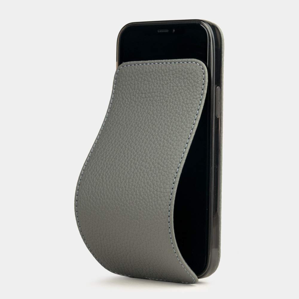 Premium French Leather Portfolio Case for iPhone 12 Pro Max - Patented Design - Luxury Grey Phone Wallet - Perfect for Business Professionals & Travel