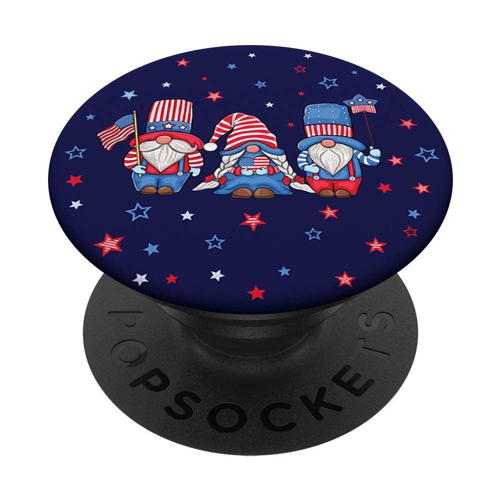 Patriotic 4th of July Gnomes with American Flag Design - Swappable PopGrip for Phones & Tablets - Perfect for Independence Day Decorations & Everyday Use