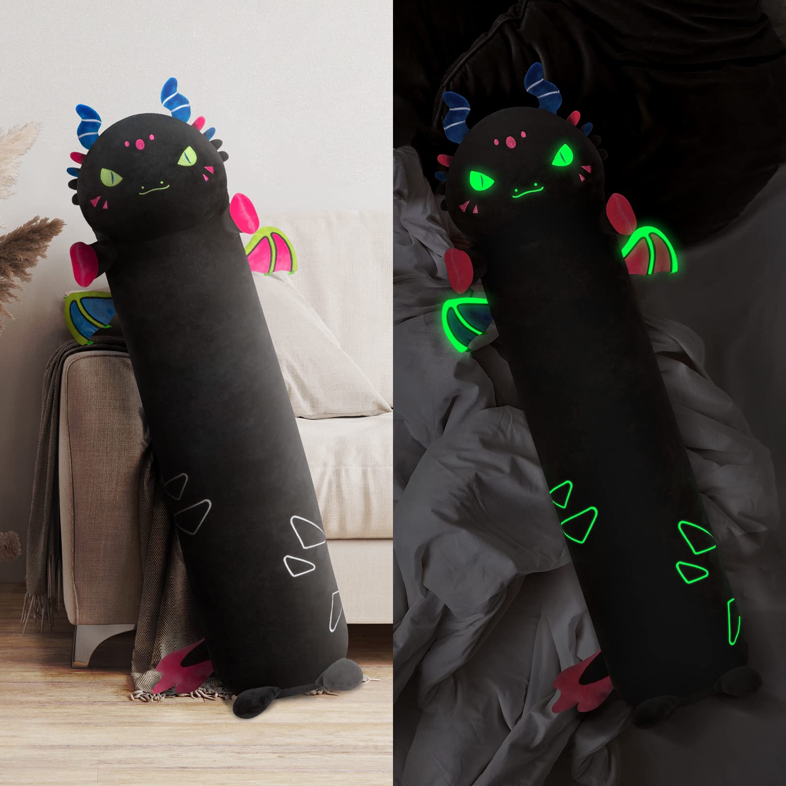 Glow in The Dark Long Dragon Plush Body Pillow - 20
