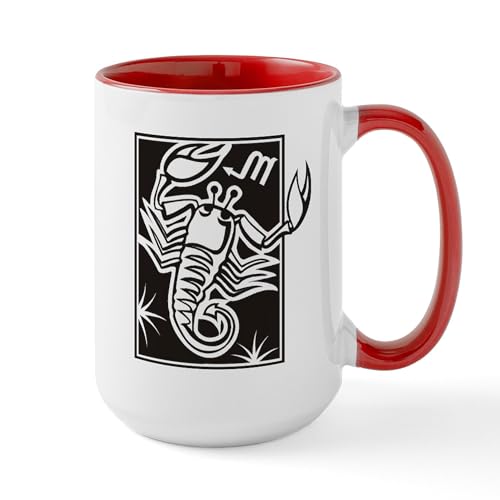 White/Red Inside - Scorpio Coffee Mug / Cup 15Oz